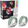 PRESTIGE CARTRIDGE 2 Compatibili Rotoli S0898160 bianco su verde 9mm x 3m Nastri a rilievo (plastica, autoadesive) per DYMO 3D Omega e Junior Goffratura macchina