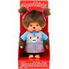 Sekiguchi 203895 - Monchhichi Originale Bambina con Salopette e Faccia da Gatto, Peluche di Circa 20 cm in Peluche Marrone
