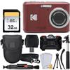 PHOTO4LESS Kodak PIXPRO FZ45 - Fotocamera digitale + scheda di memoria da 32 GB + custodia per fotocamera Point and Shoot + monopiede estensibile + penna di pulizia dell'obiettivo + pellicole protettive LCD +