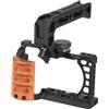 Generico Compatibile for Sony A6000 A6100 A6300 A6400 Stabilizzatore for gabbia for fotocamera con manico in legno Staffa DSLR for slitta fredda 1/4 e 3/8(As)