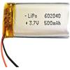 Liter energy battery Batteria 602040 LiPo 3.7V 500mAh 1.85Wh 1S 5C Liter Energy Battery per l'elettronica Ricaricabile Telefono Portatile Smartwatch Orologio GPS - Non adatto per Radiocomando 42x20x6mm (500mAh|602040)