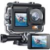 BJdfgE Videocamera for azioni sportive 4K doppio schermo 24MP 30FPS 40M telecomando subacqueo impermeabile videocamera EIS anti-shake 170°