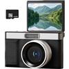 Generic Hd Flip Fotocamera Digitale, Design Retrò, Scheda di Memoria 128G, Compatta, Portatile Point and Shoot Camera, Abs, 3.9 X 2.4 X 4.6cm (10 X 6 X 4.5 Cm), per Selfies Nero Perfetto