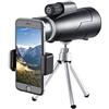 Generic Monoculare impermeabile HD 12X50 con supporto per smartphone, treppiede, binocolo con prisma BAK4, grande lente oculare, cannocchiale da osservazione per la caccia per adulti, birdwatching, caccia al