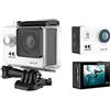 DIGNIFE Action Camera, Camera Azione 4K WiFi da 2,0 pollici Mini 1 2MP. Outdoor go Impermeabile Pro 170D Casco Bicycle Photo Video Recording 4K Sport Cam DV(Silver)