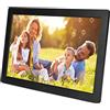 Bewinner Cornice per Foto Digitali con Display LED da 15,4 Pollici, Schermo HD, Anteprima Immagine, Facile da Usare, Lettore Video Musicale, Supporto File Video 1080P, per (Spina europea)