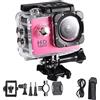 Bonbela 7 Colori DV DV Kit Outdoor Ciclismo Sport Mini Action Camera Videocamera (Rosa)