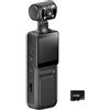 NONGYU Videocamera portatile 4K con stabilizzatore e schermo LCD, obiettivo girevole a 180°, per sport all'aria aperta, portatile, tascabile