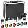 Astromania Kit di accessori per telescopio da 14 pezzi, oculare e filtro da 3,2 cm, versione Deluxe, set di 5 oculari Plossl, 6 filtri colorati, filtro lunare, 2 lenti di Barlow e custodia per il
