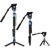 SIRUI P-325FL Monopiede in Fibra di Carbonio da 170cm con Piedini per Fotocamera, Mnopiede Fotografico Professionale a 5 Sezioni con Testa Video Fluida VH-10 per Videocamera, Carico Massimo 10kg
