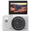 VBESTLIFE Fotocamera Digitale 5k, Fotocamera Vlogging WiFi da 75 MP per YouTube, Videocamera da Viaggio Compatta Autofocus 3 Flip Schermata 180 ° con Zoom 18x (WHITE)