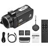 Andoer Videocamera digitale 4K Videocamera WiFi Registratore DV 56MP Zoom digitale 18X Touch Screen IPS 3.0 Pollici Supporta il rilevamento del viso visione notturna IR Anti-tremore
