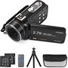 Andoer 2.7K Videocamera digitale Videocamera Registratore DV 48MP Zoom digitale 16X Touch Screen IPS 3.0 Pollici Supporta il rilevamento del Viso Bellezza Anti-tremore