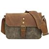 Generic Borsa for fotografia all'aperto Fotocamera DSLR Tela impermeabile retrò con obiettivo micro monospalla in pelle bovina(Army green)