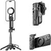 MOJOGEAR TS2 - Mini manico per selfie 6 in 1 - bastone magnetico per selfie e treppiede da tavolo per MagSafe iPhone - estensibile fino a 47,5 cm con telecomando Bluetooth rimovibile e morsetto per