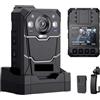 NGBFF Telecamera corporea, B4K3 2K Fotocamera montata sul corpo Batteria da 128 GB 4000 mAh 13 ore di registrazione Videocamera GPS IP68 Fotocamera indossata dal corpo Cam della polizia