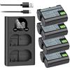 Fleixoaptv Batteria/caricabatterie For Fotocamera, Compatibile Con Nikon Z5 D850 Z6 Z7 D780 D750 D810 D7000 D7500 Z6 II(4Battery With Charger)