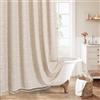 MitoVilla Set di tende da doccia in stile bohémien, moderne tende da doccia in tessuto di cotone e lino, per arredamento da bagno country neutro, marrone chiaro, bohémien, rustico, tortora, 183 x 183