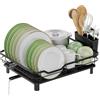 ROTTOGOON Supporto per stoviglie, salvaspazio, con portaposate, adatto per piano da cucina, nero