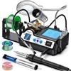 Preciva Stazione di saldatura, Preciva 927 IV 60 W saldatore con 2 mani di aiuto e display di ingrandimento, temperatura regolabile 90 ~ 480 °C, kit di saldatura in modalità standby per saldatura hobby