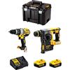 DeWALT Kit DWK223 (Trapano a Percussione DCD996 + Tassellatore DCH273 + 2 Batterie 5,0 Ah + Caricabatterie + TSTAK VI)