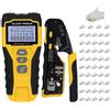Klein Tools 80072 Kit tester cavo RJ45 con LAN Scout Jr. 2, pinza crimpatrice/spelafilo/taglierina e scheda dati modulare Pass-Thru