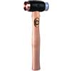 THOR Martello con inserti in rame rosso e plastica, diametro 25 mm, 400 g, manico in legno