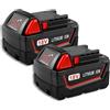 Udawfmk 18 V Compatibile con Milwaukee M18 M18B6 18 V XC 9800 mAh Batteria agli ioni di litio 48-11-1860 / Batteria ricaricabile con caricabatterie(2pcs-9800mah)