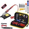 AUBEST Stazione di Saldatura, Kit saldatore da 80 W, elemento riscaldante in ceramica Saldatura a temperatura regolabile LCD, saldatore con punte di saldatura(Rot)