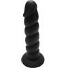SAUVASFZ Fallo in silicone altamente realistico da 18 cm con forte adesione unica, classico design nero, scanalature di stimolazione uniche e punta vibrante per UN'esperienza completamente soddisfacente