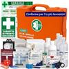 ONFARMA FARMA4 cassetta medica primo pronto soccorso COMPLETA DI MISURATORE DI PRESSIONE e CARTELLO DI PRIMO SOCCORSO conforme DM 388 allegato 1 per aziende con 3 o più lavoratori