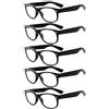 Eyekepper 5 Paia Occhiali da Lettura Montatura Plastica Anni 80 Cerniere a Molla Lente Trasparente Lettori Colore Nero 1.50
