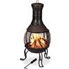 Relaxdays Forno Azteco, Attizzatoio, Graticola per Legna Griglia Parascintille, Giardino, Antico, H: 89 cm, Rosso-Bronzo
