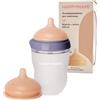 HappyMami, Biberon su Misura con Tettarella in Silicone Medico + Tettarella Personalizzabile, senza BPA, doppio Sistema Anticolica, Lavabile in Lavastoviglie (Violeta Seta 250 ml)