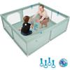 GYMAX 200 x 180 CM Recinto da Gioco per Bambini, Box per Bambini con Rete Traspirante, 50 Palline dell'Oceano e Anelli, Centro Attività con Borsa di Stoccaggio per 0-3 Anni, Blu/Verde/Grigio (Verde)