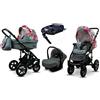 BabyLux® Bambini Passeggino Completo Set 4 in 1 - Sky Lark - incl. Navicella, Canna, Seggiolino Auto, ISOFIX Base - Carrozzina Neonati Sistema Combinato - con Borsa fasciatoio ecc.