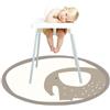 Treer Tappetino Seggiolone Bambini, Tappeto Seggiolone 130cm Rotondo Creativo per Protezione Pavimento, Impermeabile Antiscivolo e Lavabile, Tappeti Gioco Bambini Pieghevole (Elefante)
