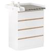 WOLTU Mobile Fasciatoio per Bambini, Cassettiera con 4 Cassetti, Cassettone con Ripiano Fasciatoio Rimovibile, in Legno MDF e Truciolare, Bianco+Rovere