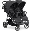 hauck Passeggino Gemellare Uptown Duo - Passeggino Doppio con Funzione Reclinabile, Compatto e Pieghevole -Sopporta Fino a 30kg - Nero Melange