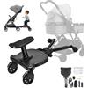 LENJKYYO Tavola per passeggino con sedile, pedana universale per passeggino, max 30 kg, tavola 2 in 1 per fratelli, accessorio per passeggino nero per bambini 2-6 anni