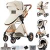 Aveainelle Passeggino trio Passeggino 3 in 1 carrozzina neonati navicella | Pieghevole, sedile reclinabile, marcia bidirezionale, cinture a 5 punti, portata 0-25 kg, 0-4 anni