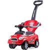 COSTWAY 3 in 1 Macchina Cavalcabile a Spinta per Bambini, con Guardrail Staccabili e Maniglia Clacson, Spazio di Archiviazione Nascosto e Design Anti-ribaltamento, Ideale per Bambini 2-6 Anni (Rosso)