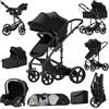 Aveainelle Passeggino 3 in 1, Trio Neonati da Viaggio Reversibile, Passeggino Pieghevole One-Click e Accessori Completi, Doppia Modalità di Freno per Ruote Anteriori e Posteriori (588 Black)