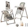 MoLi Pelle PU Seggiolone, Sedia con Funzione di Dondolo, Seggiolone Pappa Vassoio a Doppio Strato (X8121 Gray)