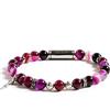 PSS Bracciale donna corno portafortuna in argento 925 pietra dura naturale Agata Viola lava vulcanica chiusura a calamita