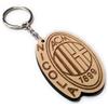 Faltec Portachiavi personalizzato compatibile Mila n in legno con nome personalizzato- Portachiavi squadra del cuore rosso - nero- calcio - serie A