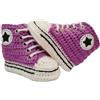 C'era una volta un filo Scarpette tipoconverse Vari Colori Bimbo Bimba. Fatte a Mano ad Uncinetto in Lana Merinos. Neonato 0-3 Mesi. Bootie Handmade (Viola)
