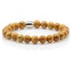 Generic Bracciale in pizzo di legno naturale Bracciale con perline Bracciale in pietra da 8 mm in acciaio inossidabile da donna