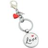 Generic Portachiavi scritta Love cuore e iniziale - 1 pezzo - Portachiavi San Valentino per casa o auto (Bianco)