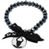 Handmade Bracciale Elastico Cristalli Neri a Tema Malefica con Ciondolo Sagoma | Ciondolo a Tema Malefica Fatto a Mano con Resina Colata, Fiocco in Pizzo, Bracciale Halloween, Bracciale Gotico